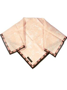 NWT Burberry London Cotton Floral Check Scarf Pink 19.5"
